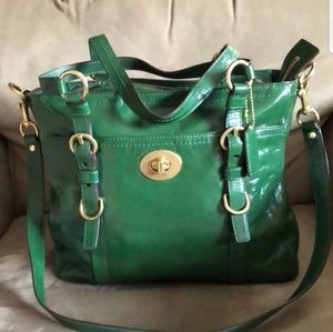 Authentic Coach green patent leather purse.